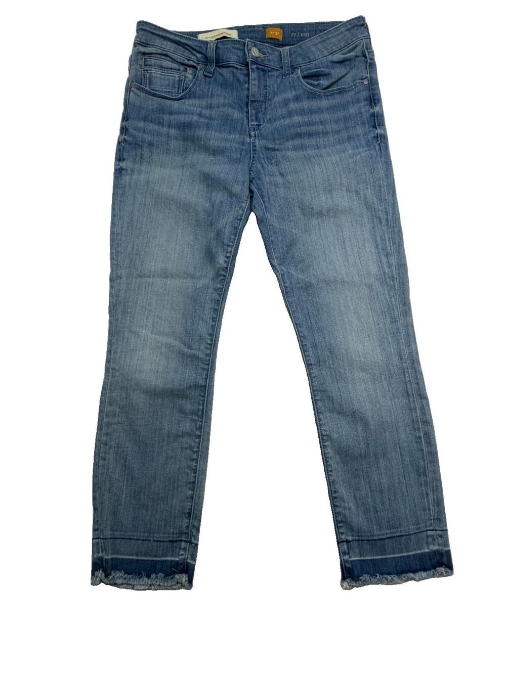 Anthropologie Pilcro Jeans Womens 31 Stet Denim Mid Rise Straight Frayed Hem